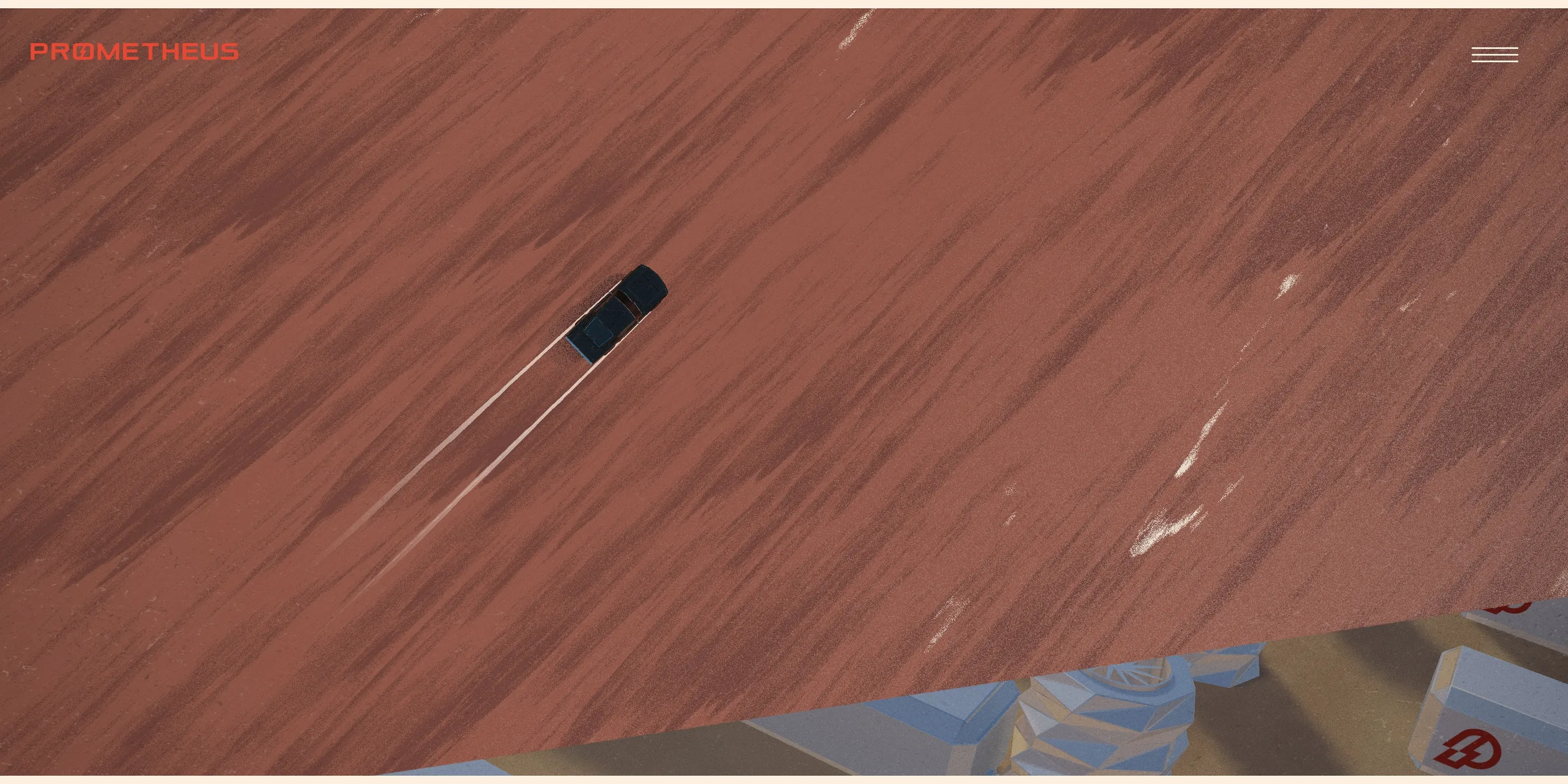 Slanted edge revealing the forge field scene beneath an overhead shot of the Mustang
