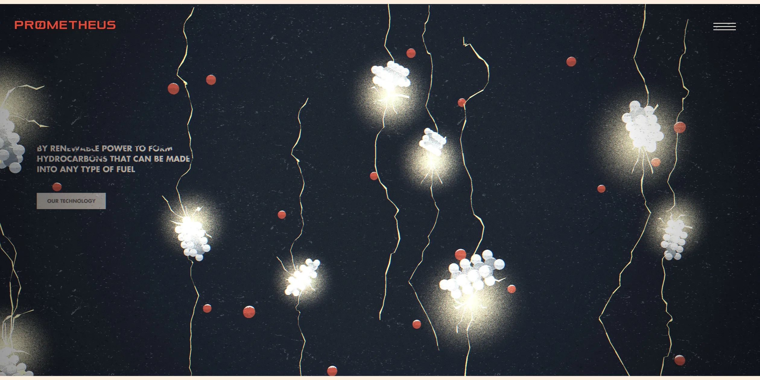 Molecules fused into glowing clusters with electric arcs while the space bar is held