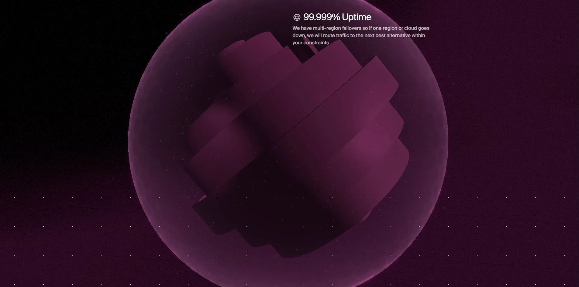 The globe: the same ribbon coiled into a sphere inside a translucent force field