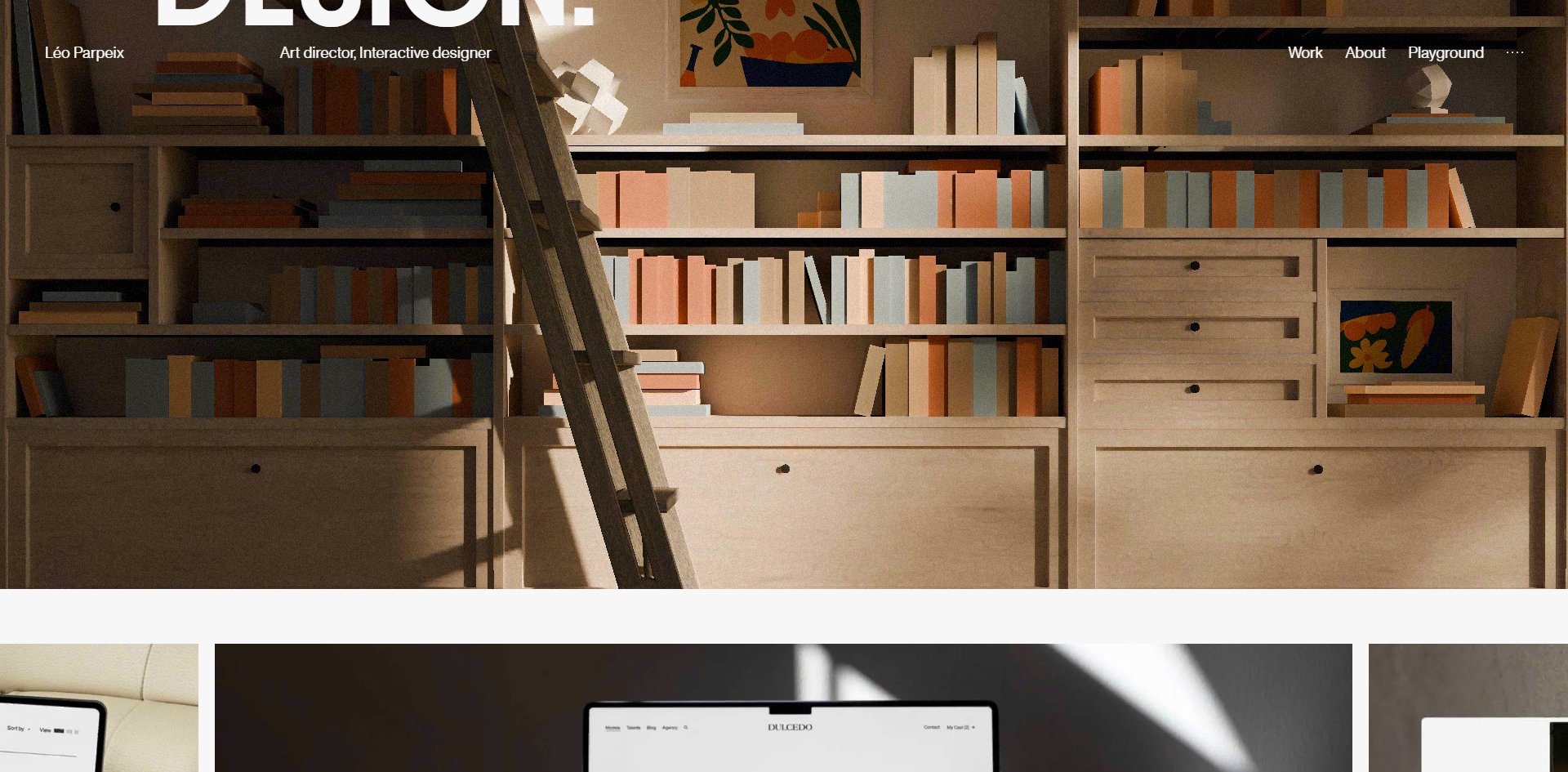 A room per section, here the library