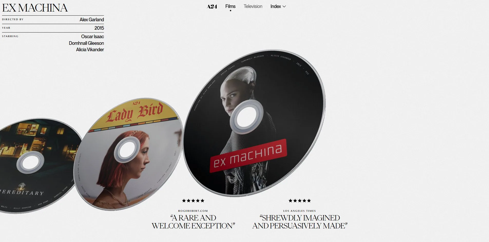 Scrolled to the end: focus has landed on Ex Machina and the panel has already changed