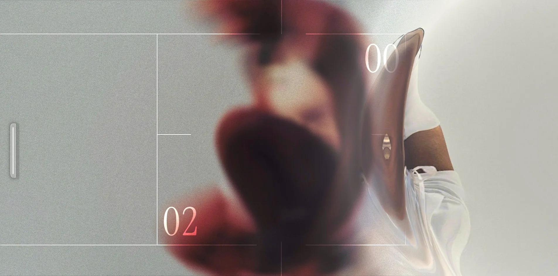 A photograph is half revealed, with the clear image of a person in white showing on the right, the blurred background and court lines still on the left, and the picture bent into a curve where the two meet.