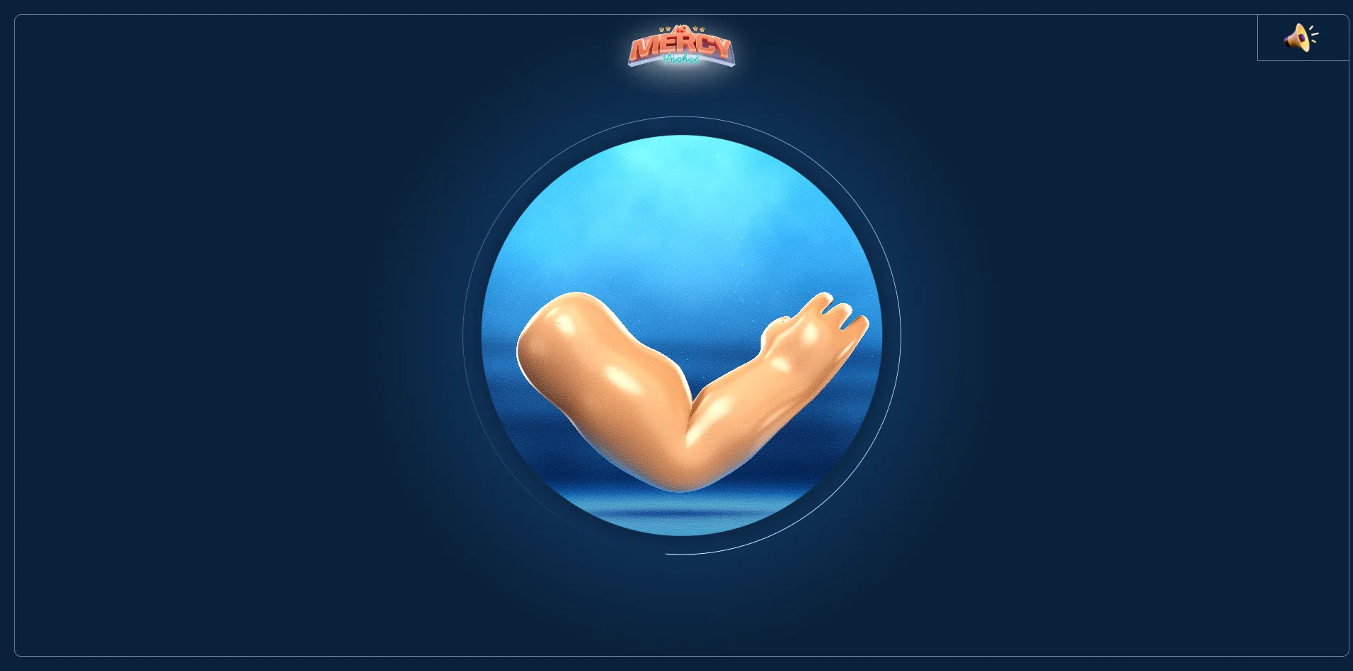 While the game looks for an opponent, a round porthole sits in the middle of a deep blue screen with the visitor's pale arm inside it.