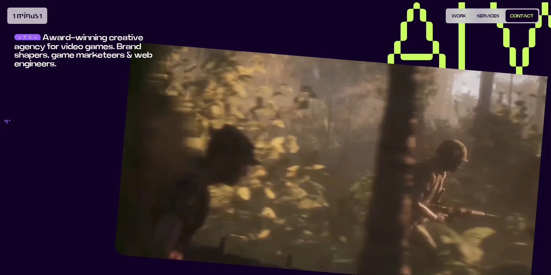 The card from the opening screen has grown to fill most of the screen and is still slightly tilted, showing game footage in a forest, with the introduction still visible at the top left and a corner of ALWAYS showing at the top right